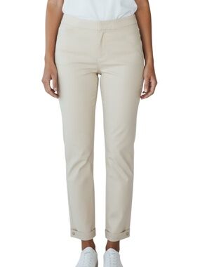 Isaac Mizrahi Cream Ankle Pants Stretch Snap Hem Classic Fit 10